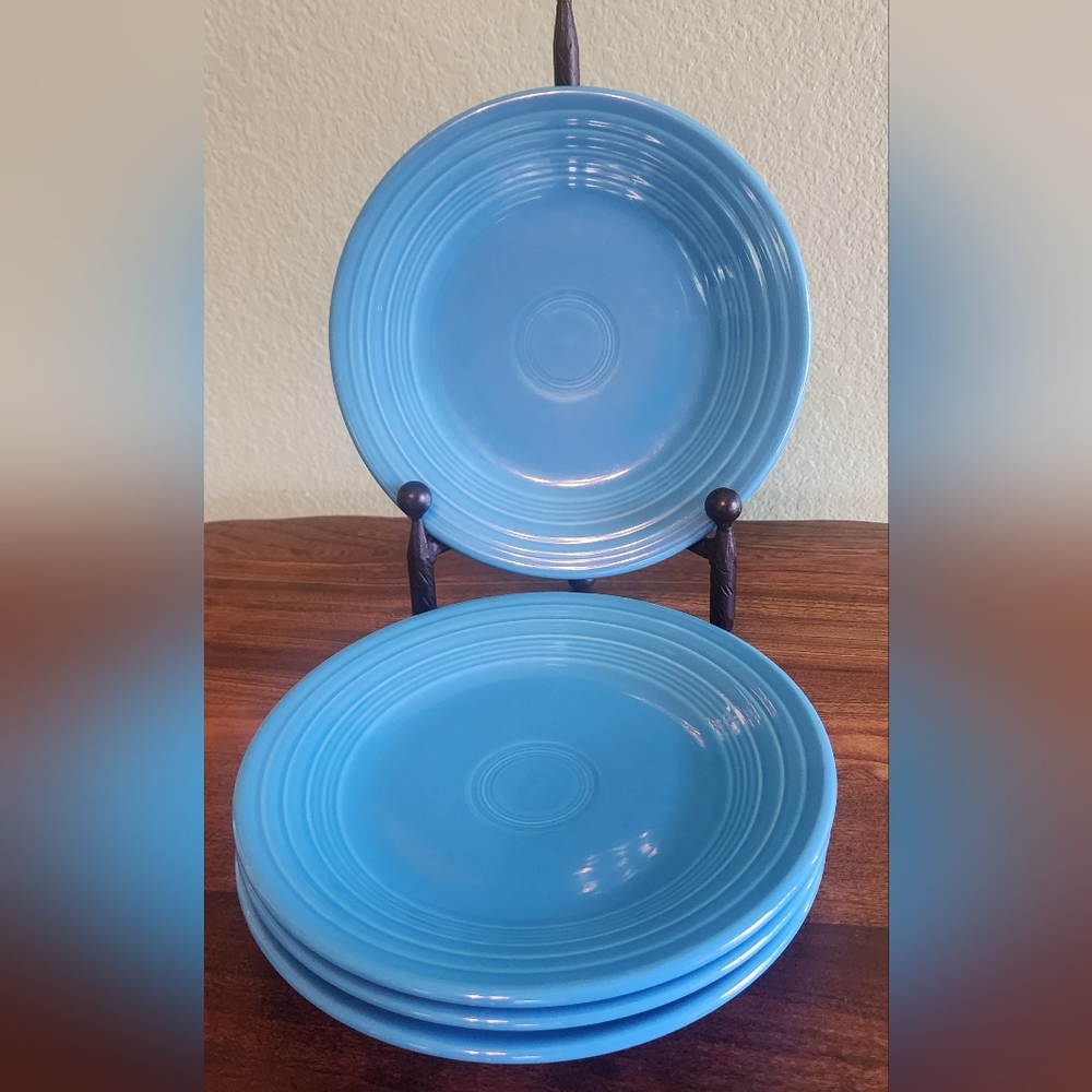 FIESTA USA HOMER LAUGHLIN CHINA CO. TTC Set of 4, Peacock Blue 9 Inch Plates